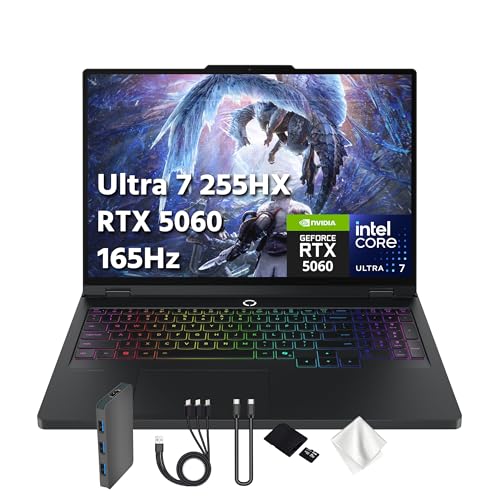 Lenovo Legion Pro 5i Ordinateur portable de jeu WQXGA OLED 165 Hz alimenté par l'IA, Intel 20-Core Ultra 7 255HX, GeForce RTX 5060 GDDR7, 64 Go DDR5, 2 To SSD, clavier rétroéclairé RVB, Win 11 Pro
