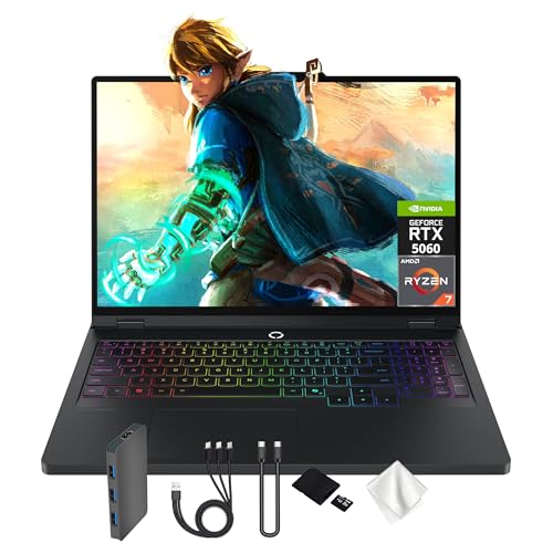 Lenovo Legion Pro 5 Ordinateur portable de jeu 16 WQXGA 165 Hz, AMD Ryzen 7 8745HX, GeForce RTX 5060 8 Go GDDR7, 32 Go DDR5, 3 To de stockage (SSD 2 To et station d'accueil 1 To), clavier
