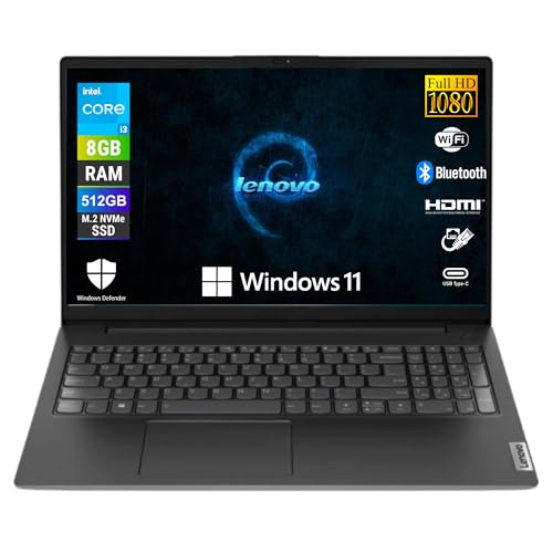 Lenovo, Ordinateur portable PC portable, écran 15,6 Full HD, Intel i3-1315U 6 Core 3,3 Ghz, RAM 16 Go DDR4, 512 Go SSD NVMe, Win 11 Pro