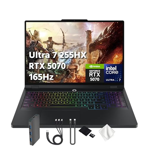 Lenovo Legion Pro 5i Ordinateur portable de jeu 16 WQXGA 165 Hz OLED alimenté par l'IA, Intel 20-Core Ultra7 255HX, GeForce RTX 5070 8 Go GDDR7, 64 Go de RAM, 4 To PCIe SSD, rétroéclairé, Win 11 Pro