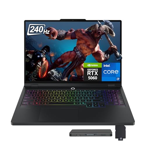 Lenovo Legion Pro 5 Ordinateur portable de jeu 16 WQXGA 240 Hz, Intel i7-14650HX, GeForce RTX 5060, 32 Go DDR5, 2 To de stockage (SSD 1 To station d'accueil 1 To), clavier rétroéclairé RVB 24 zones