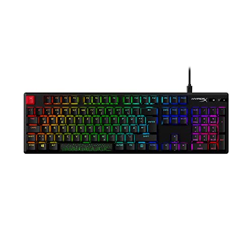 HyperX Alloy Origins PBT – Clavier de jeu mécanique PBT Keycaps, touches RGB, HyperX Commutateurs mécaniques, commutateurs compacts, portables, boîtier en aluminium robuste, pieds réglables, noir