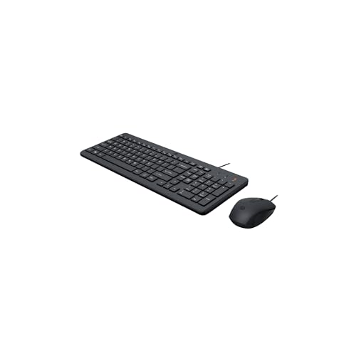HP Ensemble Souris et Clavier filaires 1600 PPP - Design Ergonomique et Performance silencieuse - Fonctions F12 - Indicateurs LED - Connexion USB-A