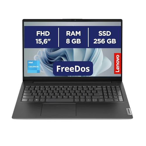 Lenovo Ordinateur Portable, processeur Intel N4500, Ram 16 Go, Ssd 256 Go, Moniteur 15,6 Pouces FullHD, entrée LAN, Hdmi, USB Type-C, Win 11, prêt à l'emploi, Souris WiFi Hommage, 2 Ans Garantie
