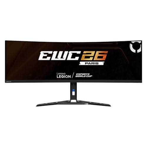 Lenovo Legion R45w-30 - Écran Gaming 44.5'' DQHD (VA Panel, 165Hz, 1ms MPRT, HDMI DP USB-C, FreeSync Premium Pro, HDR4000, Haut-parleurs) Réglage en Inclinaison Rotation Hauteur - Noir