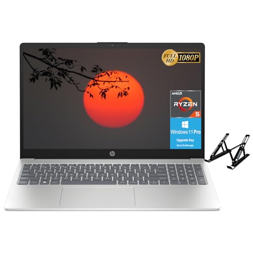 HP Ordinateur portable 2024 pour affaires et étudiants, écran FHD 15,6 pouces, AMD Ryzen 5-7520U (4 cœurs), DDR5 16 Go, SSD 256 Go, AMD Radeon Graphics, webcam HD, WiFi 6, charge rapide,