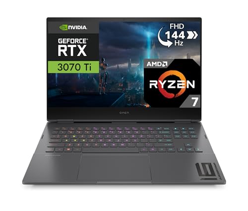 HP OMEN 16-n0000sf PC Portable Gaming 16.1 FHD IPS (AMD Ryzen 7 6800H, RAM 16 Go, SSD 1 to, NVIDIA GeForce RTX 3070 Ti, AZERTY, Windows 11 Famille) Argent mica
