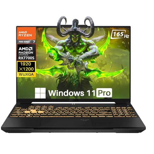 ASUS Ordinateur portable de jeu TUF A16, Radeon RX7700S 8 Go (Beats RTX 4060), AMD Ryzen 7 7735HS (jusqu'à 4,75 GHz, Beat i7-13620H), 16 FHD 165 Hz, 64 Go DDR5, 1 To SSD, HD Audio, Win11 Pro, Office