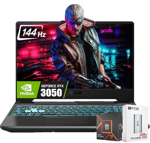 ASUS Ordinateur portable de jeu TUF A15 15,6 FHD 144 Hz, AMD Ryzen 7-7435HS 8 cœurs, carte graphique Nvidia Geforce RTX 3050, 16 Go de RAM DDR5, 1 To SSD, Ko rétroéclairé, Wi-Fi 6, Win11 Home, avec