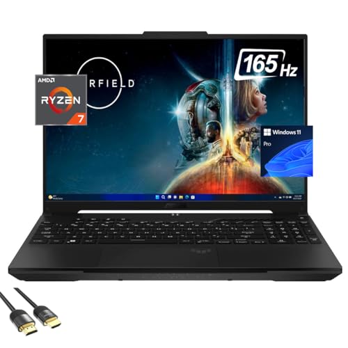 ASUS TUF A16 Gaming Laptop, 16 WUXGA 165Hz Display, AMD 8-Cores Ryzen 7 7735HS, AMD Radeon RX7700S, 32GB DDR5, 1TB PCIe 4.0, Backlit KB, WiFi 6, BT, USB-C, RJ45, US Version KB, PDG HDMI, Win 11 Pro