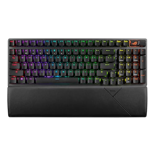 ASUS ROG Strix Scope II 96 Clavier de Jeu mécanique sans Fil – 96 Pleine Taille, Connexion trimode, Compatible Bluetooth, commutateurs linéaires pré-lubrifiés ROG NX Snow pré-lubrifiés, Touches PBT