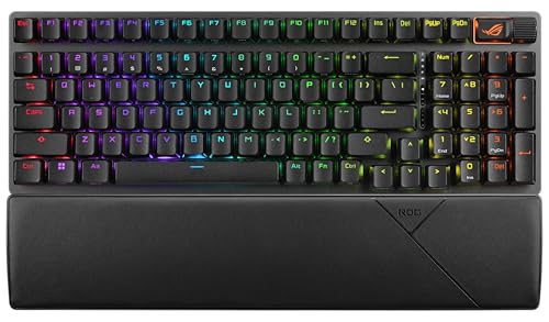 ASUS ROG Strix Scope II 96 Clavier de jeu sans fil, connexion à trois modes, mousse amortissante et coussinets d'oreille amortisseurs d'interrupteur, interrupteurs ROG NX Storm