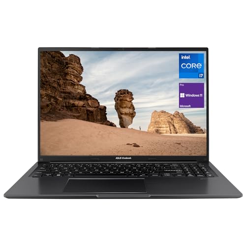 ASUS Vivobook 16 Ordinateur portable professionnel, écran 16 po FHD (1920 x 1200), Intel Core i7-1255U, 16 Go de RAM, SSD PCIe de 1 To, Wi-Fi, webcam 720p, HDMI, Windows 11 Pro, noir