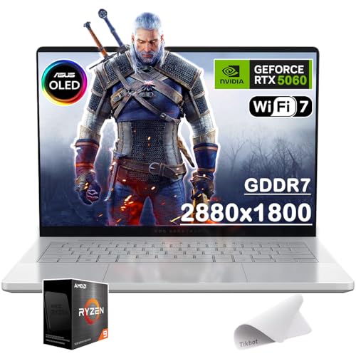 ASUS MUX ROG Zephyrus G14 14 OLED 3K 120Hz Ordinateur portable de jeu - AMD Ryzen 9 270 - GeForce RTX 5060-Window 11 Home-W Tapis de souris (Windows 11 Home, 16 Go de RAM | SSD PCIe 1 To)