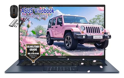 ASUS Vivobook Ordinateur portable FHD 14 po, Intel Core 13th 1315U, 16 Go de RAM, 1152 Go SSD (1 To PCIe disque dur portable 128 Go, webcam 720p, win11, avec souris sans fil) (16 Go de RAM | SSD de