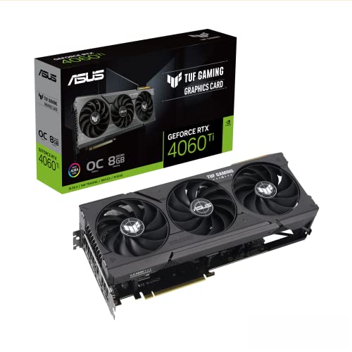 ASUS TUF GAMING NVIDIA GeForce RTX 4060 Ti OC Edition – Carte graphique gaming (8GB GDDR6X, PCIe 4.0, DLSS 3, HDMI 2.1a, Display Port 1.4a, ventilateurs axiaux)