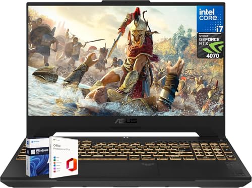 ASUS Ordinateur portable de jeu TUF F15, 15,6 po 144 Hz FHD, Intel 10 cœurs i7-13620H (jusqu'à 4,90 GHz), GeForce RTX 4070, 64 Go de RAM, 2 To SSD, clavier rétroéclairé, Wi-Fi 6, licence Win11 Pro et