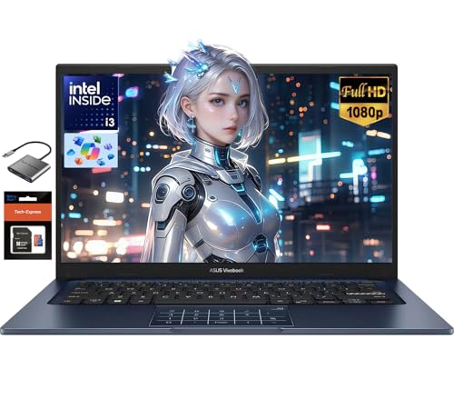 ASUS Vivobook Ordinateur portable professionnel 14 , 16 Go de RAM 512 Go SSD, Intel 6 cœurs i3-1315U (Beats i5-1135G7), ordinateur portable scolaire pour étudiant avec Copilot AI NumberPad Webcam