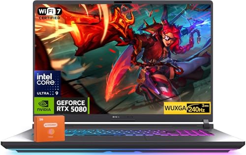 ASUS ROG Strix G18 (2025) Ordinateur portable de jeu, NVIDIA RTX 5080 16 Go GDDR7, Intel Ultra 9 275HX (jusqu'à 5,4 GHz), écran 18 240 Hz 2,5K Premium Rog Nebula, WiFi 7, 64 Go de RAM DDR5, SSD de 2