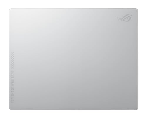 ASUS ROG Moonstone Ace L Glass Tapis de Souris de Jeu, Surface Ultra Lisse, Design antibruit, Verre trempé 9H, résistant aux Chocs et aux Rayures, Base en Silicone antidérapante, 500 x 400 mm, Blanc