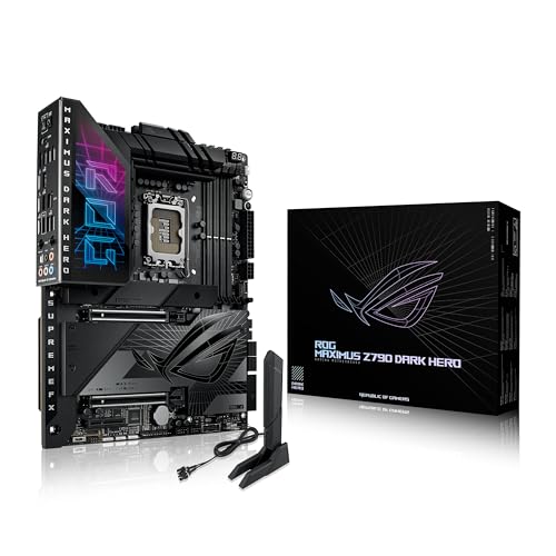 ASUS ROG Maximus Z790 Dark Hero (WiFi 7) LGA 1700 (Intel 14e, 13e et 12e générations) Carte mère de jeu ATX (PCIe 5,0 x 16, 5 emplacements M.2, DDR5, 2 ports Thunderbolt 4, panneau avant USB de type