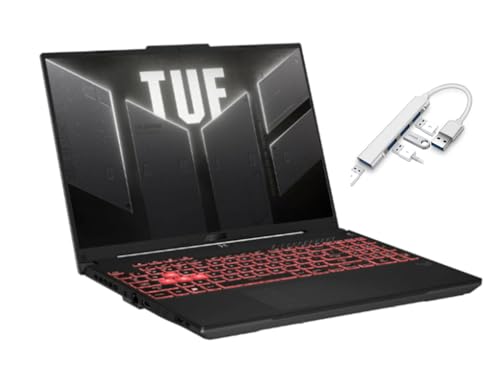ASUS TUF Ordinateur portable de jeu WUXGA 16 144 Hz | AMD Ryzen 7 7445HS 3,2 GHz | NVIDIA GeForce RTX 4050 | Rétroéclairé | Webcam | 16 Go de RAM DDR5 | SSD 512 Go | Windows 11 Home | Ensemble avec