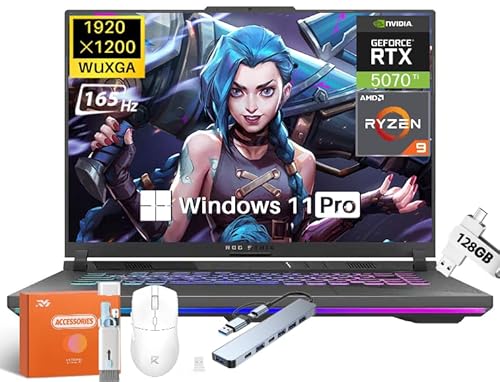 ASUS ROG Strix G16 Ordinateur portable de jeu 16 WUXGA 165 Hz 100 standard RVB, AMD Ryzen 9 8940HX, NVIDIA GeForce RTX 5070 Ti 12 Go, 32 Go de RAM DDR5, 1 To PCIe SSD, Win 11 Pro, KB rétroéclairé