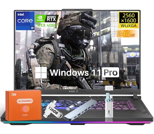 ASUS Ordinateur portable de jeu ROG Strix G16, Intel 24-Core i9-14900HX, GeForce RTX 4060, écran 16 ROG Nebula QHD 240 Hz (16 10), 64 Go DDR5, 1 To SSD, Wi-Fi 6E, RVB rétroéclairé, Win11 Pro, avec