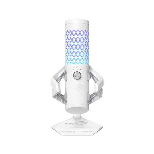 ASUS ROG Carnyx Microphone de Jeu USB (Capsule à condensateur de 25 mm, 192 kHz 24 Bits, cardioïde, Filtre Passe-Haut, Filtre Pop intégré, Support Anti-Chocs en métal, muet à Une Touche,
