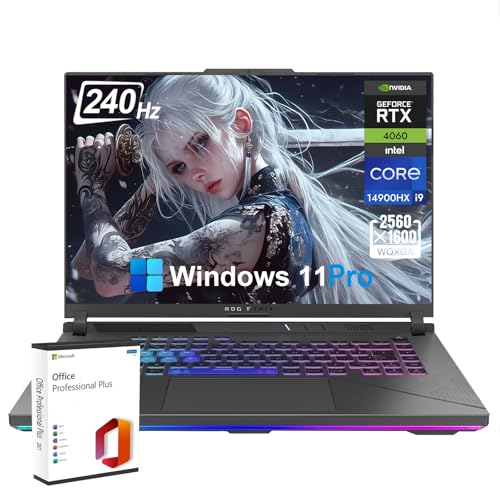 ASUS Ordinateur portable de jeu ROG Strix G16, Intel i9-14900HX, GeForce RTX 4060, 64 Go DDR5, 4 To SSD, écran 16 WQXGA 240 Hz, Wi-Fi 6E, clavier rétroéclairé, Windows 11 Pro, MS Office à vie