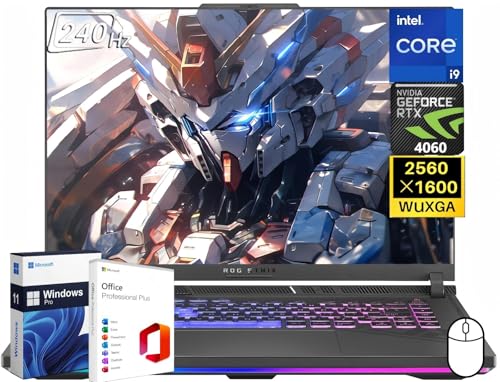 ASUS Ordinateur portable de jeu ROG Strix G16, écran WQXGA de 16 po 240 Hz, Intel i9-14900HX, 32 Go DDR5, SSD de 1 To, GeForce RTX 4060, KB rétroéclairé, Wi-Fi 6E, Windows 11 Pro, licence Office