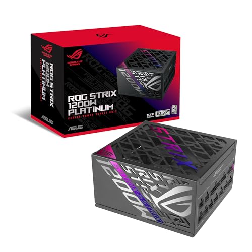 ASUS ROG Strix 1200 W Platinum Bloc d'alimentation entièrement modulaire certifié 80 Plus Platinium, ATX 3.1, GaN MOSFET, stabilisateur de Tension Intelligent GPU-First