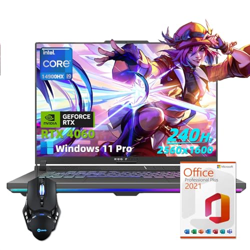 ASUS ROG Strix-G16 Ordinateur portable de jeu – 16 po WQXGA 240 Hz, Intel 24 cœurs i9-14900HX, GeForce RTX 4060, 64 Go de RAM DDR5, 2 To SSD, KB rétroéclairé, Windows 11 Pro, licence Microsoft Office