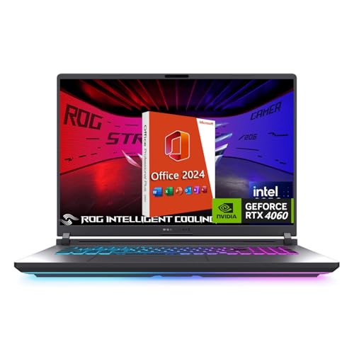 ASUS Ordinateur portable de jeu ROG Strix G16, NVIDIA RTX 4060, Intel i9-14900HX, 16 ROG Nebula 16 10 QHD 240 Hz, WiFi 6E, BT 5.3, 32 Go DDR5, 1 To Gen4 SSD, Windows 11 Pro, Office Pro Lifetime,