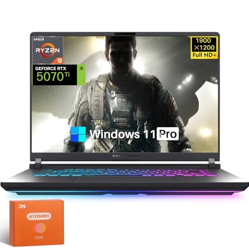 ASUS Ordinateur portable de jeu ROG Strix G16, AMD Ryzen 9 8940HX, 32 Go DDR5, 1 To Gen 4 SSD, écran anti-reflet WUXGA de 16 , NVIDIA Geforce RTX 5070Ti, Windows 11 Pro, Dolby Atmos, loue de l'audio