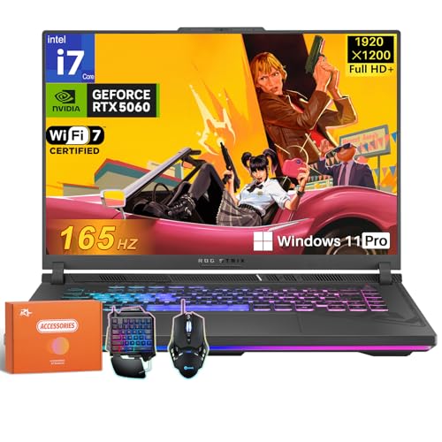 ASUS Ordinateur Portable de Jeu ROG Strix G16, Intel 16 cœurs i7-14650HX, NVIDIA RTX 5060, écran 16 FHD 16 10 165 Hz 3 ms, 32 Go DDR5, 1 to Gen 4 SSD, Dolby Atmos, Embauche Audio, Windows 11 Pro