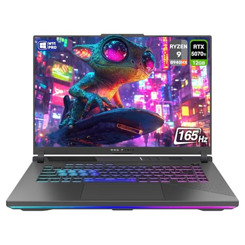 ASUS ROG Strix G16 Ordinateur portable de jeu, AMD Ryzen 9-8940HX, 32 Go de RAM DDR5, 1 To PCIe SSD, écran 16 WUXGA (1920 x 1200) 165 Hz, Nvidia G-Force RTX 5070Ti, clavier rétroéclairé RVB 4 zones