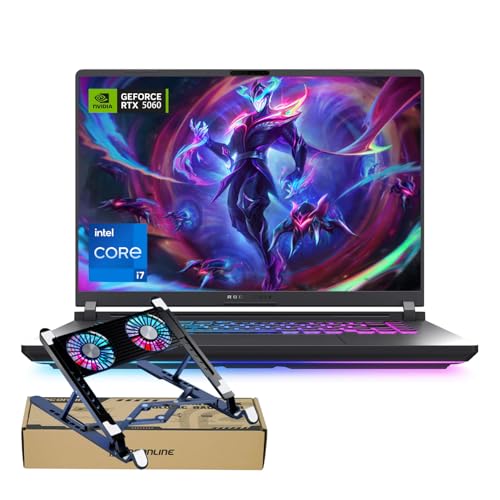ASUS Ordinateur portable de jeu ROG Strix G16 RTX 5060, 16 FHD 165 Hz, Intel i7-14650HX (Beats Intel i9-13900), 64 Go de RAM DDR5, 2 To SSD, barre lumineuse RVB, refroidissement ROG, ensemble avec