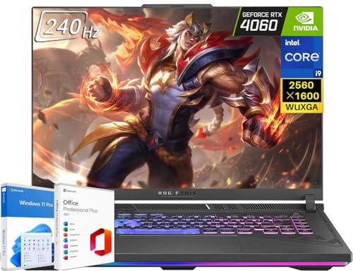 ASUS Dernier ordinateur portable de jeu ROG Strix G16, 14e génération 24 cœurs i9-14900HX, 16 Go DDR5, SSD de 1 To, licence Microsoft Office Lifetime et Windows 11 Pro, 16 WQXGA 240 Hz, GeForce RTX