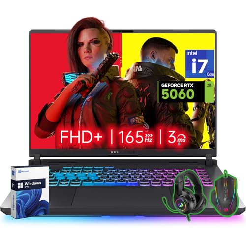 ASUS ROG Strix G16 Ordinateur Portable Gaming 2025, Processeur Intel Core i7 14650HX, NVIDIA GeForce RTX 5060 GPU, 16 FHD 165Hz 3ms Nebula Display, 64GB DDR5, 1TB Gen 4 SSD, Wi-FI 7, Windows 11 Pro