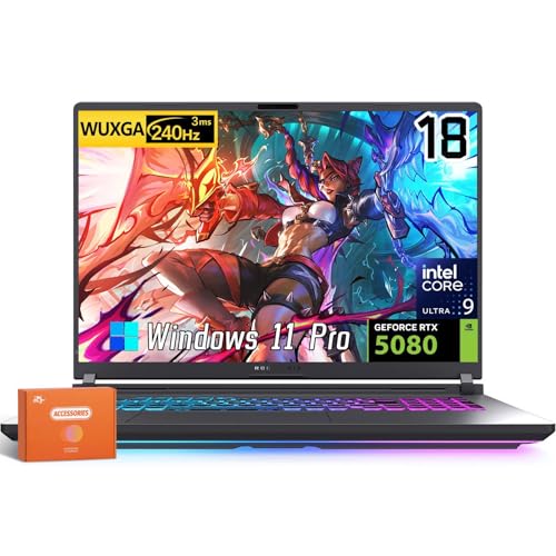 ASUS ROG Strix G18 Gaming Laptop 2025, 18 Nebula 240Hz 3ms 2.5K, NVIDIA RTX 5080 16 Go GDDR7, Intel Ultra 9 275HX (jusqu'à 5,4 GHz), 64 Go DDR5, 2 To SSD, Wi-Fi 7, Windows 11 Pro, kit d'accessoires