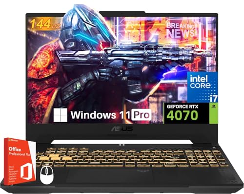 ASUS Ordinateur portable de jeu TUF F15, 15,6 po 144 Hz FHD IPS, Intel 13th Core i7-13620H (Beat i9-12900), NVIDIA RTX 4070, 64 Go DDR5, 1 To SSD, Wi-Fi 6, clavier rétroéclairé, Win 11 Pro et durée de