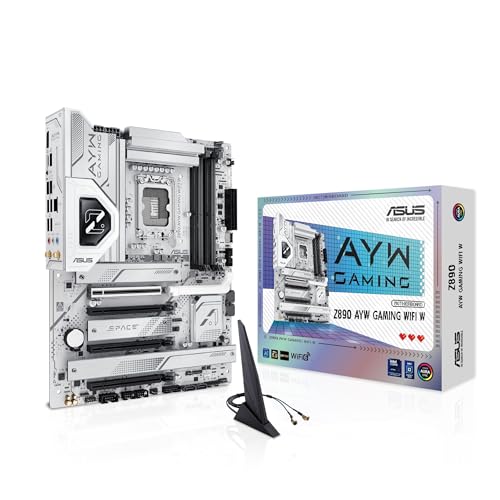ASUS Z890 AYW Gaming WiFi W ATX Z890 Carte mère, Intel Core Ultra Series 2, compatible avec PC AI avancée, 16 1 2 1 étapes, DDR5, PCIe 5.0, Thunderbolt 4, USB Type-C, 4 x M.2, Wi-Fi 7, LAN 2,5 Go