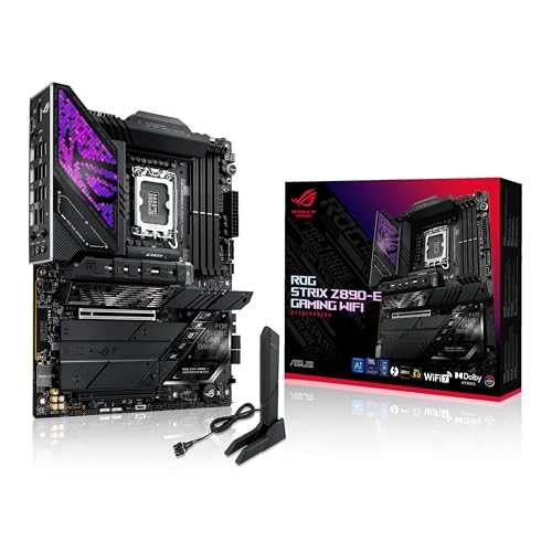 ASUS ROG Strix Z890-E Gaming WiFi Intel® Z890 LGA 1851 ATX, Carte mère Advanced AI PC-Ready, 18 2 1 2 étapes, DDR5, WiFi 7, 7X M.2, Thunderbolt™ 4, USB Type-C®, AI Overclocking, Refroidissement et