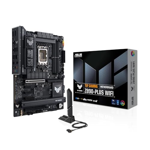 ASUS TUF Gaming Z890-PLUS WiFi Z890 LGA 1851 ATX, Carte mère Intel® Core™ Ultra Series 2, Compatible PC AI avancée, 16 1 2 1 étapes, DDR5, PCIe® 5.0, Thunderbolt™ 4 Type-C®, 4X M.2, Wi-FI 7, 2,5 Go