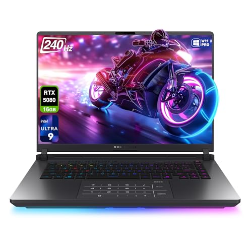 ASUS ROG Strix G16 Ordinateur portable de jeu, Intel Ultra 9-275HX, 32 Go de RAM DDR5, 2 To PCIe SSD, écran 16 2,5K (2560 x 1600), Nvidia G-Force RTX 5080, clavier Chiclet rétroéclairé RVB, W11 Pro