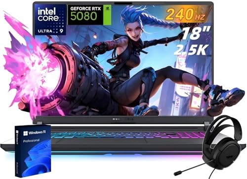 ASUS Ordinateur portable de jeu ROG Strix G18 (2025), NVIDIA RTX 5080 16 Go GDDR7, Intel Ultra 9 275HX(24 cœurs), 64 Go DDR5, 8 To SSD, écran 18 240 Hz 3ms 2,5K, Wi-Fi 7, Windows 11 Pro, accessoire