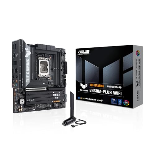 ASUS TUF Gaming B860M-PLUS WiFi B860 LGA 1851 mATX, carte mère Intel® Core™ Ultra Series 2, AI PC, 12 1 2 1 80 A, DDR5, PCIe 5.0, 3X M.2, Wi-Fi 7, LAN 2,5 G, HDMI™, USB 20 Gbit s Type-C®