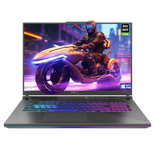 ASUS ROG Strix G18 Ordinateur portable de jeu, AMD Ryzen 9-9955HX, 64 Go de RAM DDR5, 4 To PCIe SSD, écran 18 2,5K (2560 x 1600) 240 Hz, Nvidia G-Force RTX 5070, clavier RVB 4 zones, W11 Pro, gris