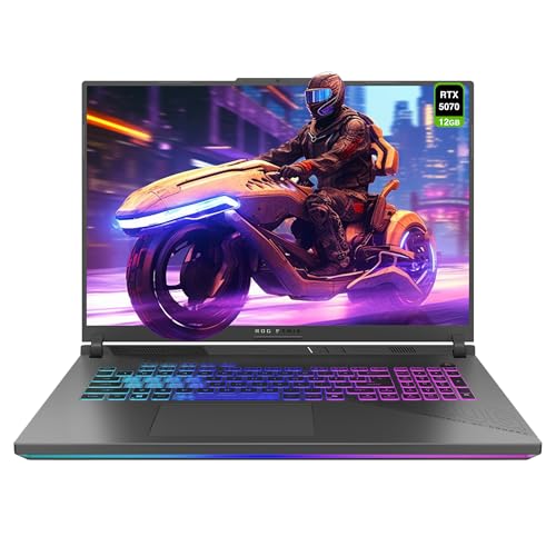 ASUS ROG Strix G18 Ordinateur portable de jeu, AMD Ryzen 9-9955HX, 32 Go de RAM DDR5, 2 To PCIe SSD, écran 18 2,5K (2560 x 1600) 240 Hz, Nvidia G-Force RTX 5070, clavier RVB 4 zones, W11 Home, gris